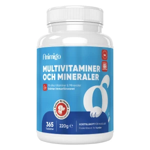Multivitaminer och mineraler för hundar och katter, 365 tabletter - kosttillskott för hundar och katter med 18 vitaminer och mineraler (2-pack)
